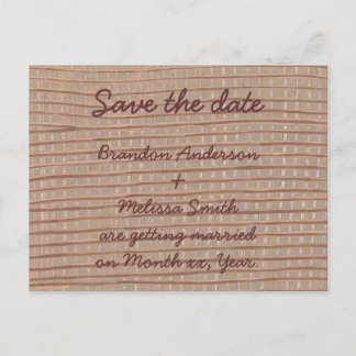 Artistic Tan Burlap Save the date Postcards