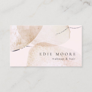 Artistic Tan Pink Watercolor Beauty Salon Business Card