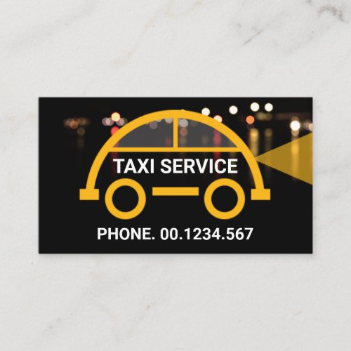 Artistic Taxi Car Night Lights Cab Driver Business Card