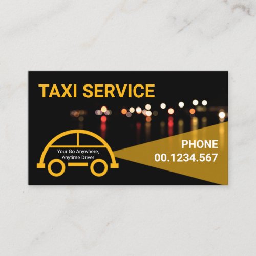 Artistic Taxi Car Night Traffic Lights Cab Driver Business Card