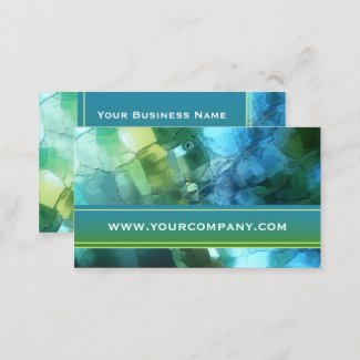 Artistic Teal Blue Green Glass Business Card