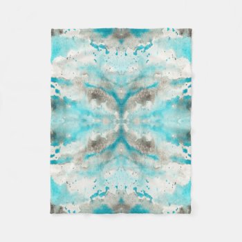Artistic Teal White Gray Paper Watercolor Pattern Fleece Blanket by pink_water at Zazzle