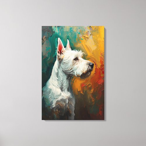 Artistic Terrier Dog Portrait Vibrant Oil Painting Canvas Print