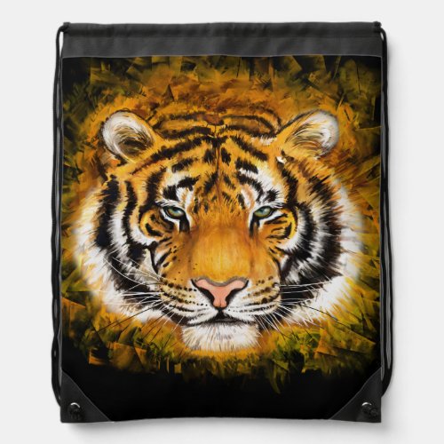 Artistic Tiger Face Drawstring Backpack