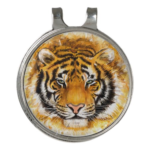 Artistic Tiger Face Golf Hat Clip and Ball Marker