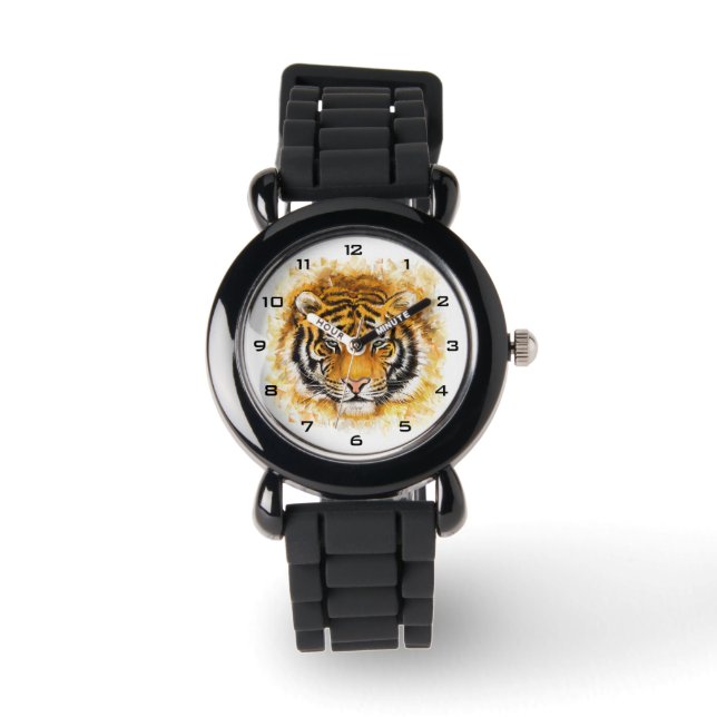 Artistic Tiger Face Kids Watch (Front)