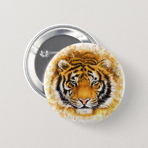 Artistic Tiger Face Round Button