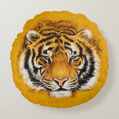 Artistic Tiger Face Round Pillow
