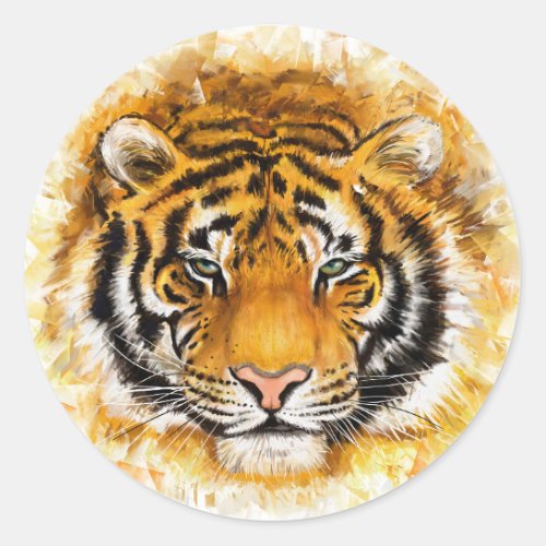 Artistic Tiger Face Round Stickers