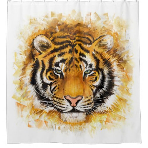 Artistic Tiger Face Shower Curtain