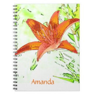 Artistic Tiger Lily Personalized Notebook