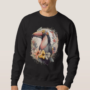 Artistic Toucan Tropical Bird Flower Crown Pet Bir Sweatshirt