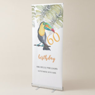 Artistic Toucan Tropical Party Watercolor Retractable Banner