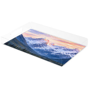 Artistic Travel Lovers Alaska Sunset Modern Nature Acrylic Tray
