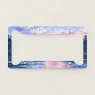Artistic Travel Lovers Alaska Sunset Modern Nature License Plate Frame
