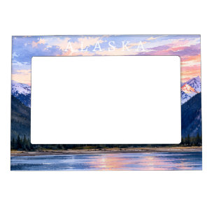 Artistic Travel Lovers Alaska Sunset Modern Nature Magnetic Frame