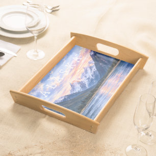 Artistic Travel Lovers Alaska Sunset Modern Nature Serving Tray