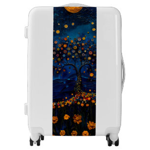 Artistic Tree of Life with Flowers & Night Sky Luggage