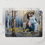 Artistic Trendy Classic Winter Wonderland Art Gold Foil Holiday Card