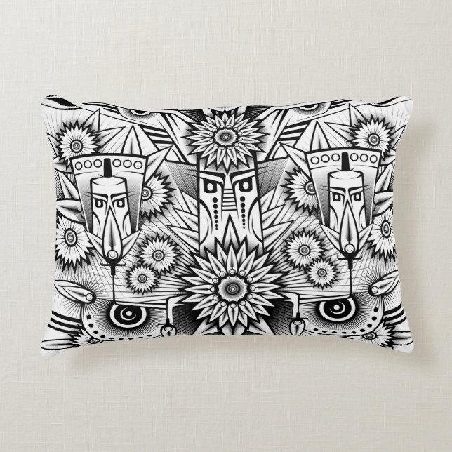 Artistic Tribal Design Accent Pillow (Front)