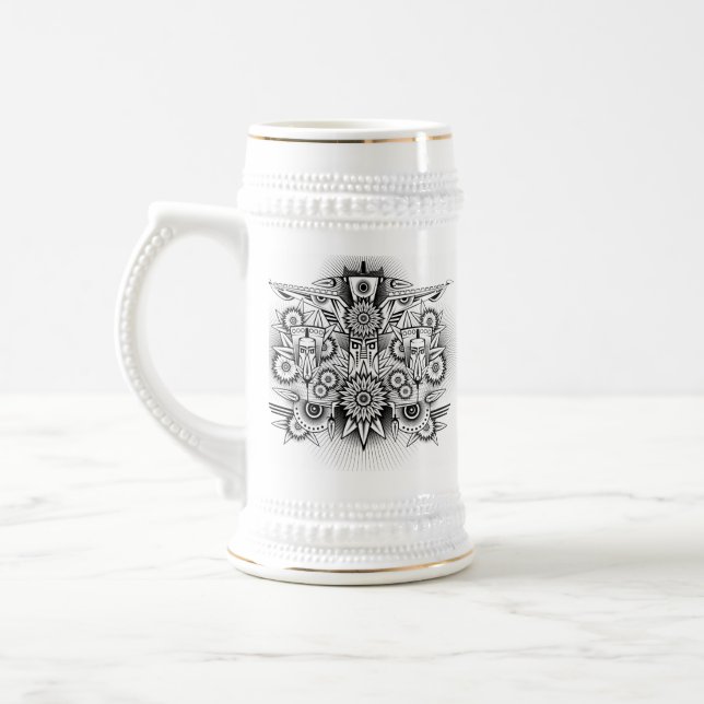 Artistic Tribal Design Beer Stein (Left)
