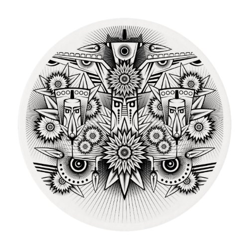 Artistic Tribal Design Edible Frosting Rounds