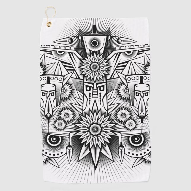 Artistic Tribal Design Golf Towel (Front)