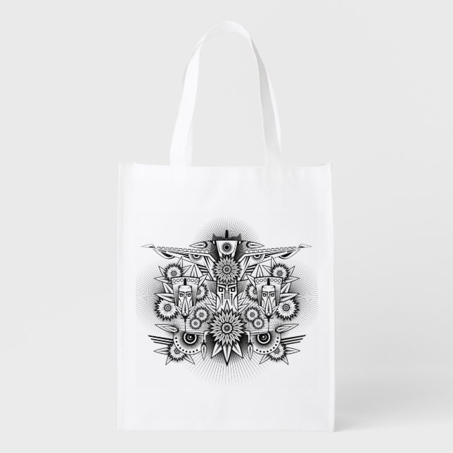 Artistic Tribal Design Grocery Bag (Front)