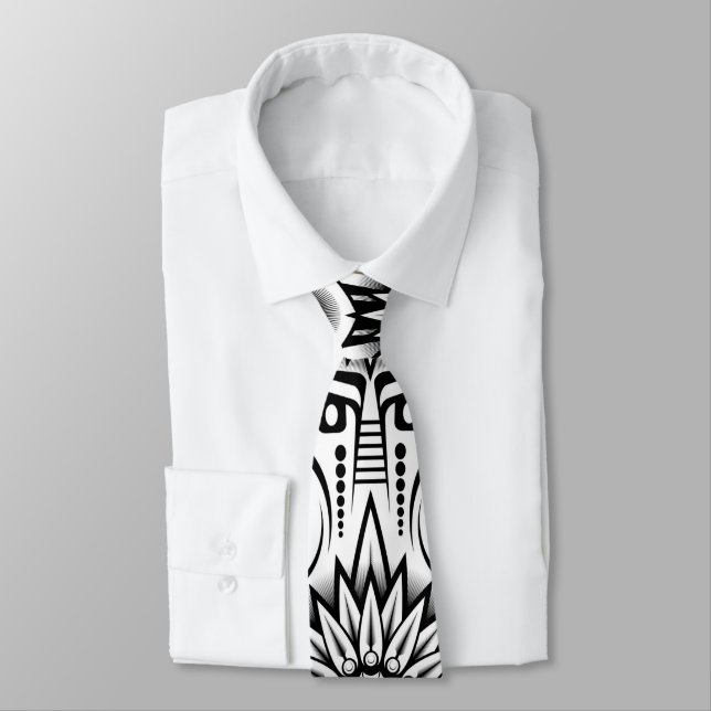 Artistic Tribal Design Neck Tie (Tied)
