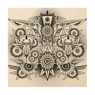 Artistic Tribal Design Wood Wall Art