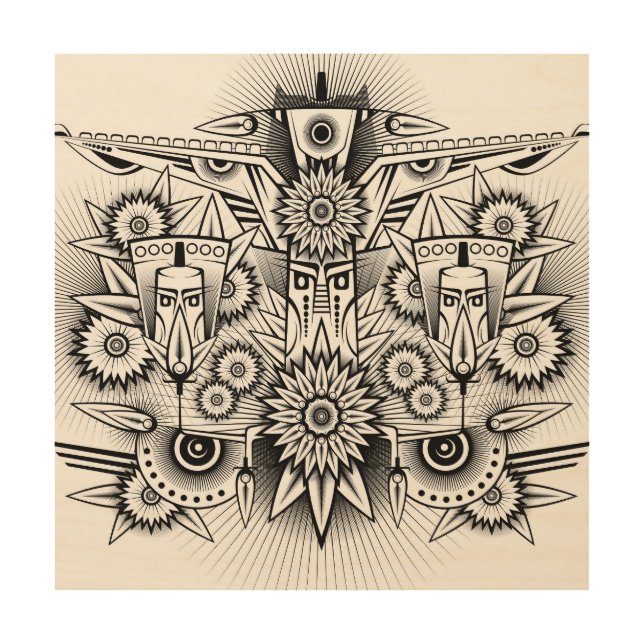 Artistic Tribal Design Wood Wall Art (Front)