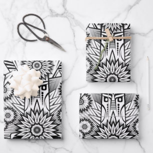 Artistic Tribal Design Wrapping Paper Sheets