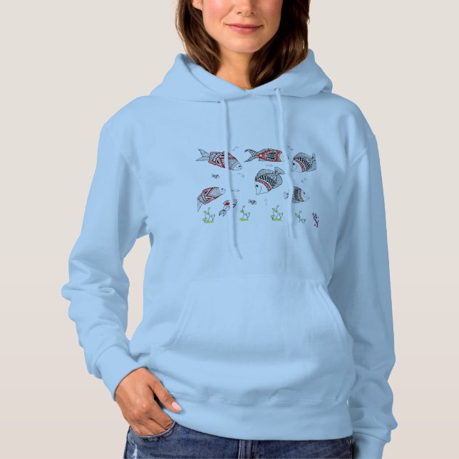 Artistic Tribal Fish Hoodie (Front)