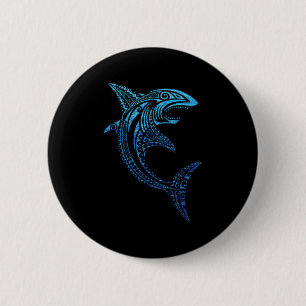 Artistic Tribal Shark Polynesian Tattoo Hawaiian V Button