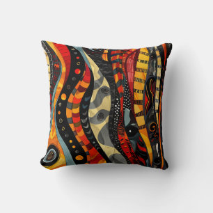 Artistic Tribal Waves Throw Pillow