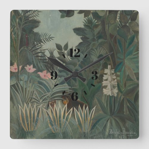 Artistic Tropical Jungle Painting Square Wall Clock