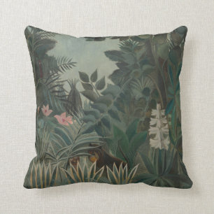 Artistic Tropical Jungle Painting Throw Pillow