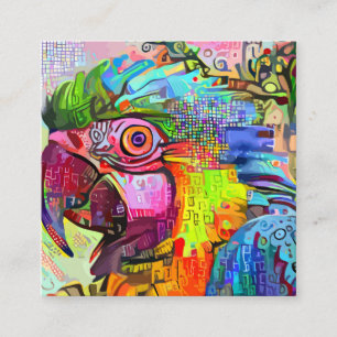 Artistic Tropical Wild Parrot Portrait Template  S Square Business Card