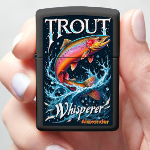 Artistic Trout Whirl Personalized Fly Fishing Zippo Lighter