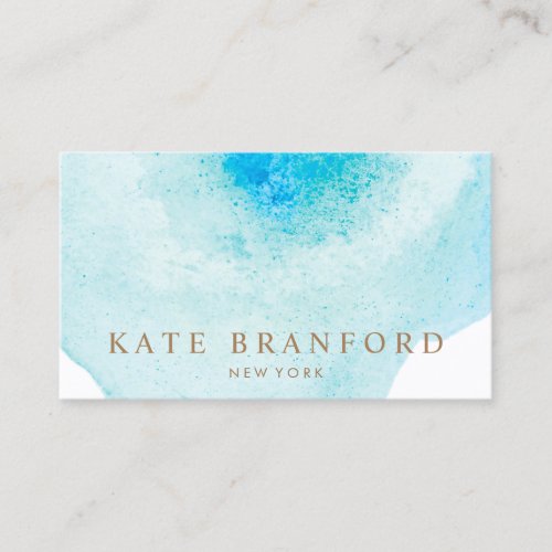 Artistic Turquoise Blue Abstract Watercolor Business Card