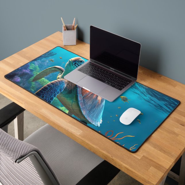 Artistic Turtle Emblem Illustration Desk Mat (Office 2)