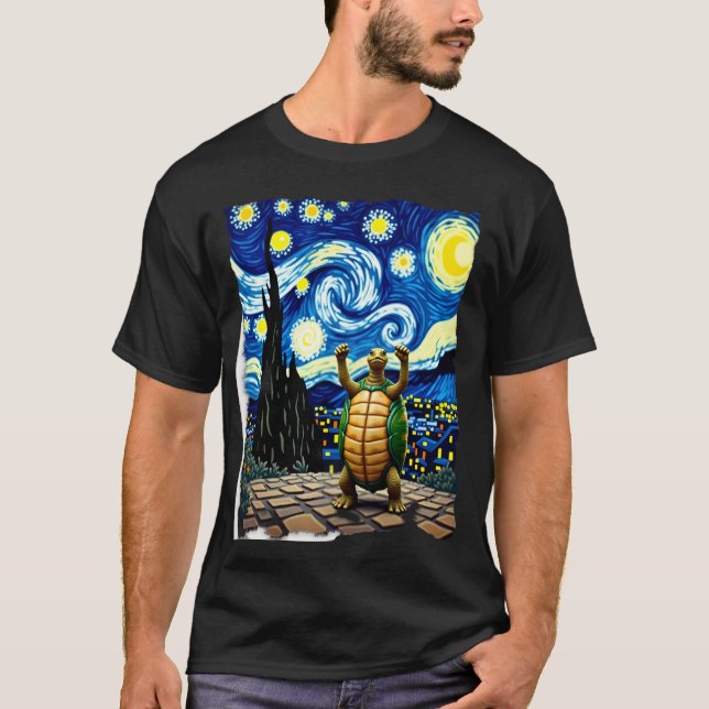 Artistic Turtle Shirt  Starry Night Turtle (1) (Front)