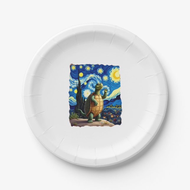 Artistic Turtle Shirt  Starry Night Turtle (1) Paper Plates (Front)