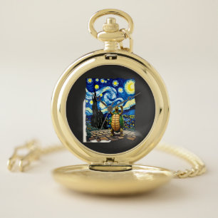 Artistic Turtle Shirt Starry Night Turtle (1) Pocket Watch