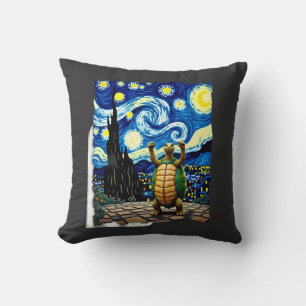 Artistic Turtle Shirt  Starry Night Turtle (1) Throw Pillow