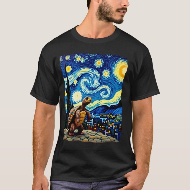 Artistic Turtle Shirt  Starry Night Turtle (2) (Front)