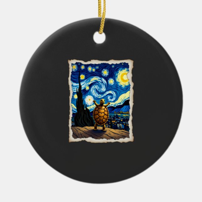 Artistic Turtle Shirt  Starry Night Turtle (3) Ceramic Ornament (Front)