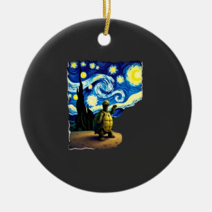 Artistic Turtle Shirt Starry Night Turtle (4) Ceramic Ornament