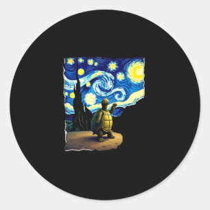 Artistic Turtle Shirt  Starry Night Turtle (4) Classic Round Sticker