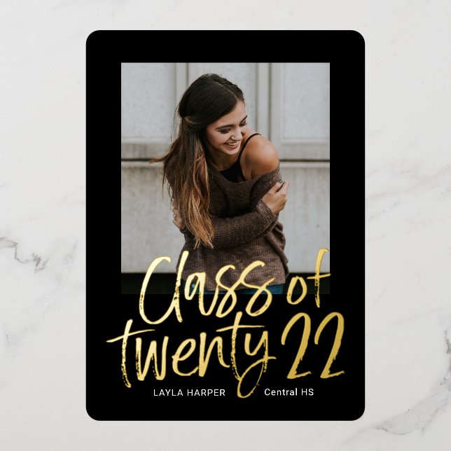 Artistic Type Foil Graduation Announcement Invite (Front)